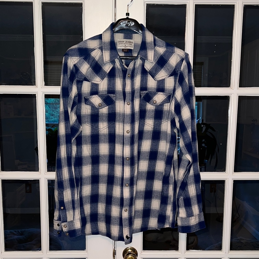 Cody James Men's Blue Plaid Casual Button Down Shirt